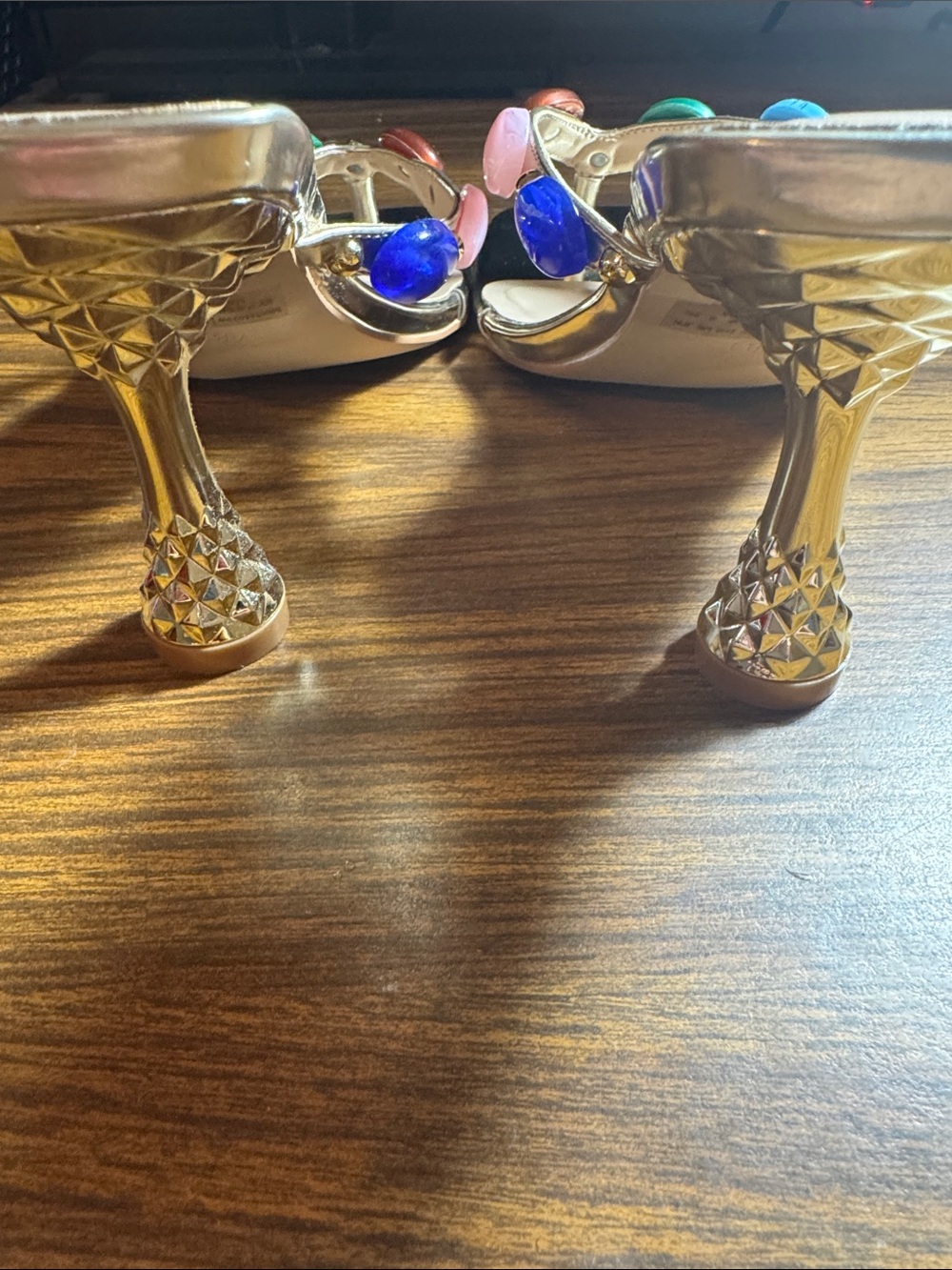 Dream Pairs Gold Slip-On Beaded Mules with Multicolor Stones - Picture 3 of 4